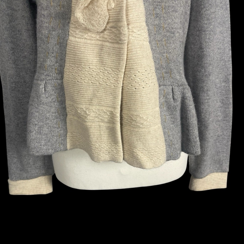Anthropologie Field Flower Cashmere Blend Sweater Cardigan Womens L Ruffle Gray - Picture 5 of 8